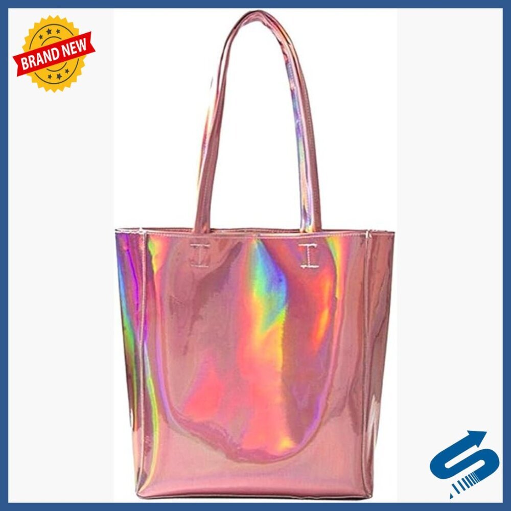 Large Capacity Holographic Laser PU Tote Bag Work Handbag